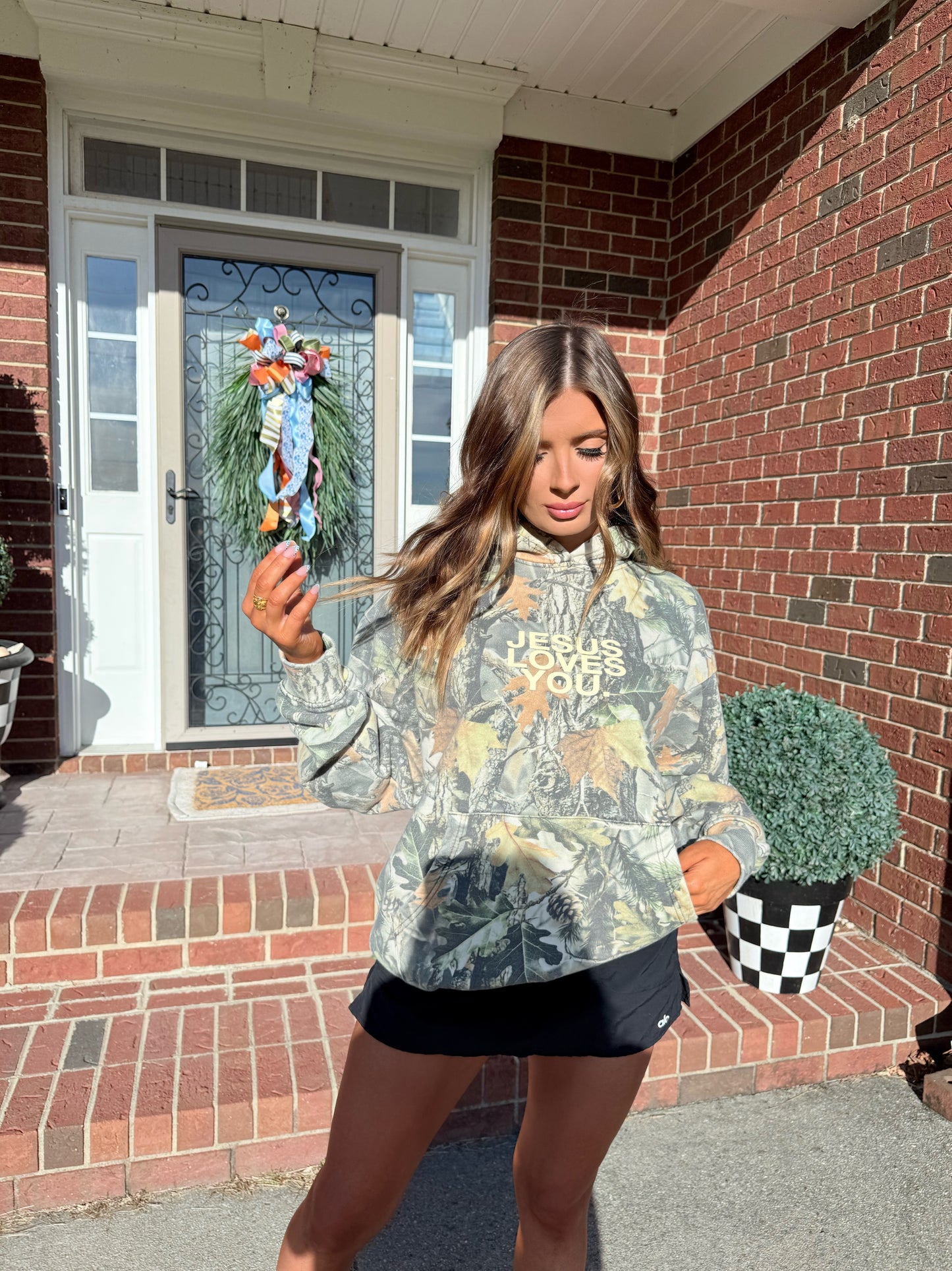 Camo Jesus Loves You Hoodie