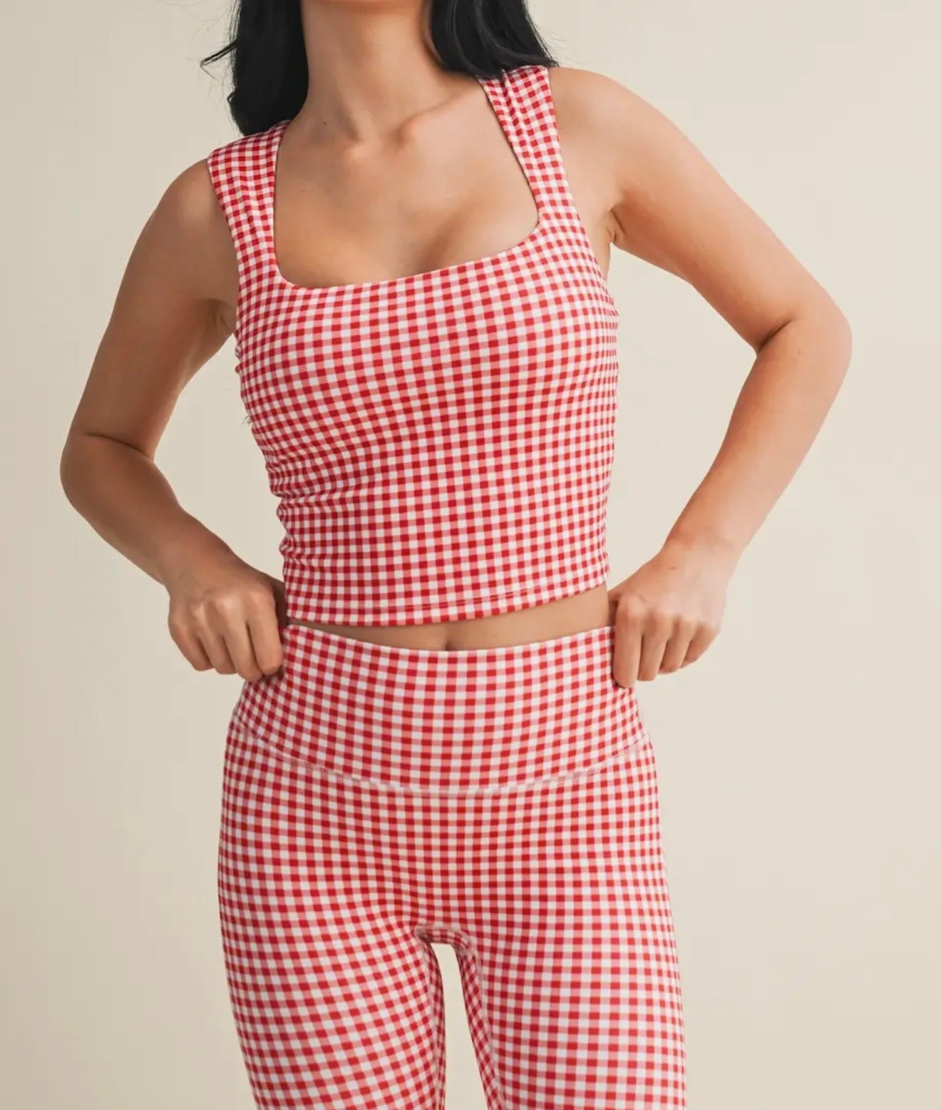 Red Gingham Athleisure Tank