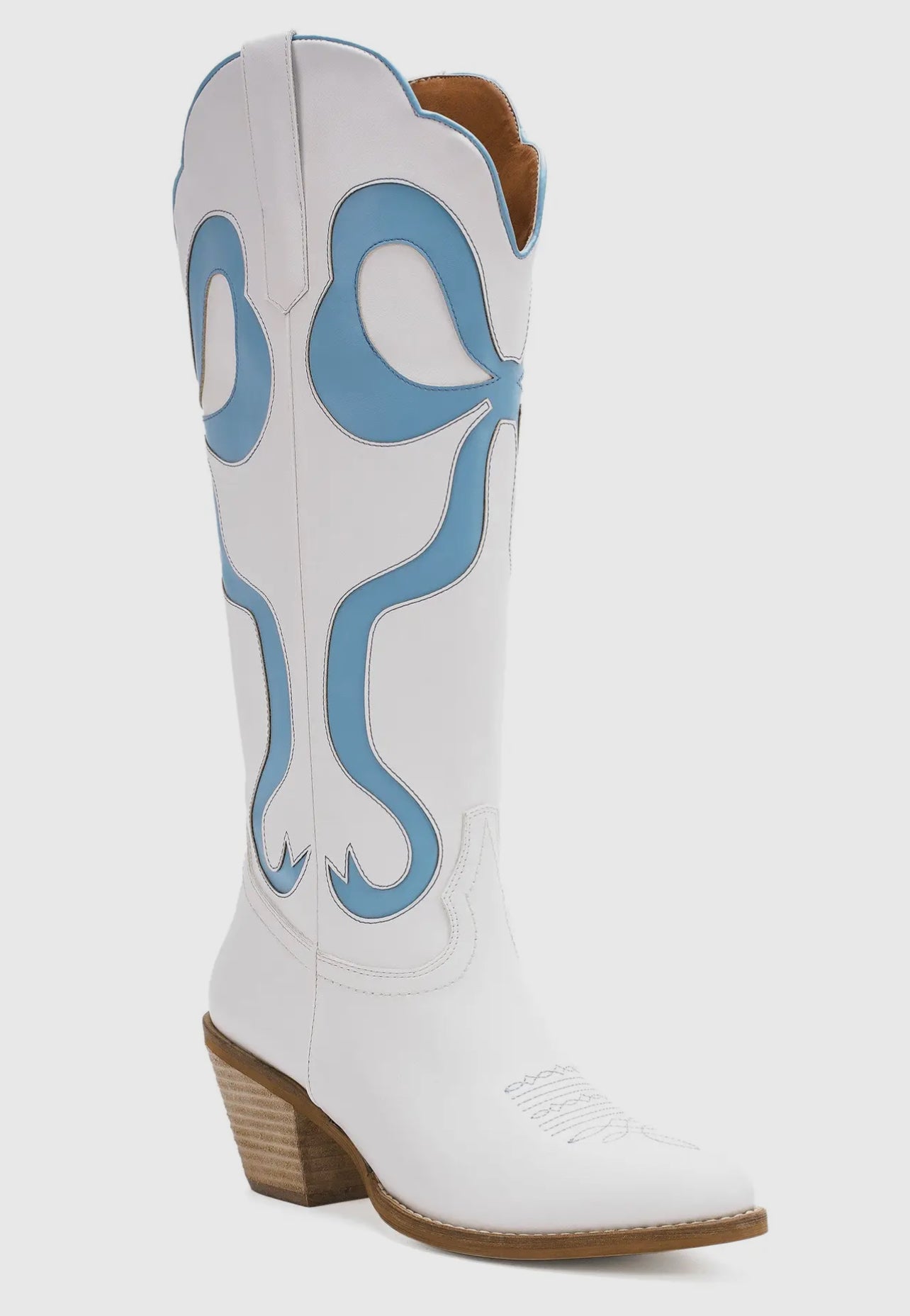 Glenda Blue & White Bow Boots