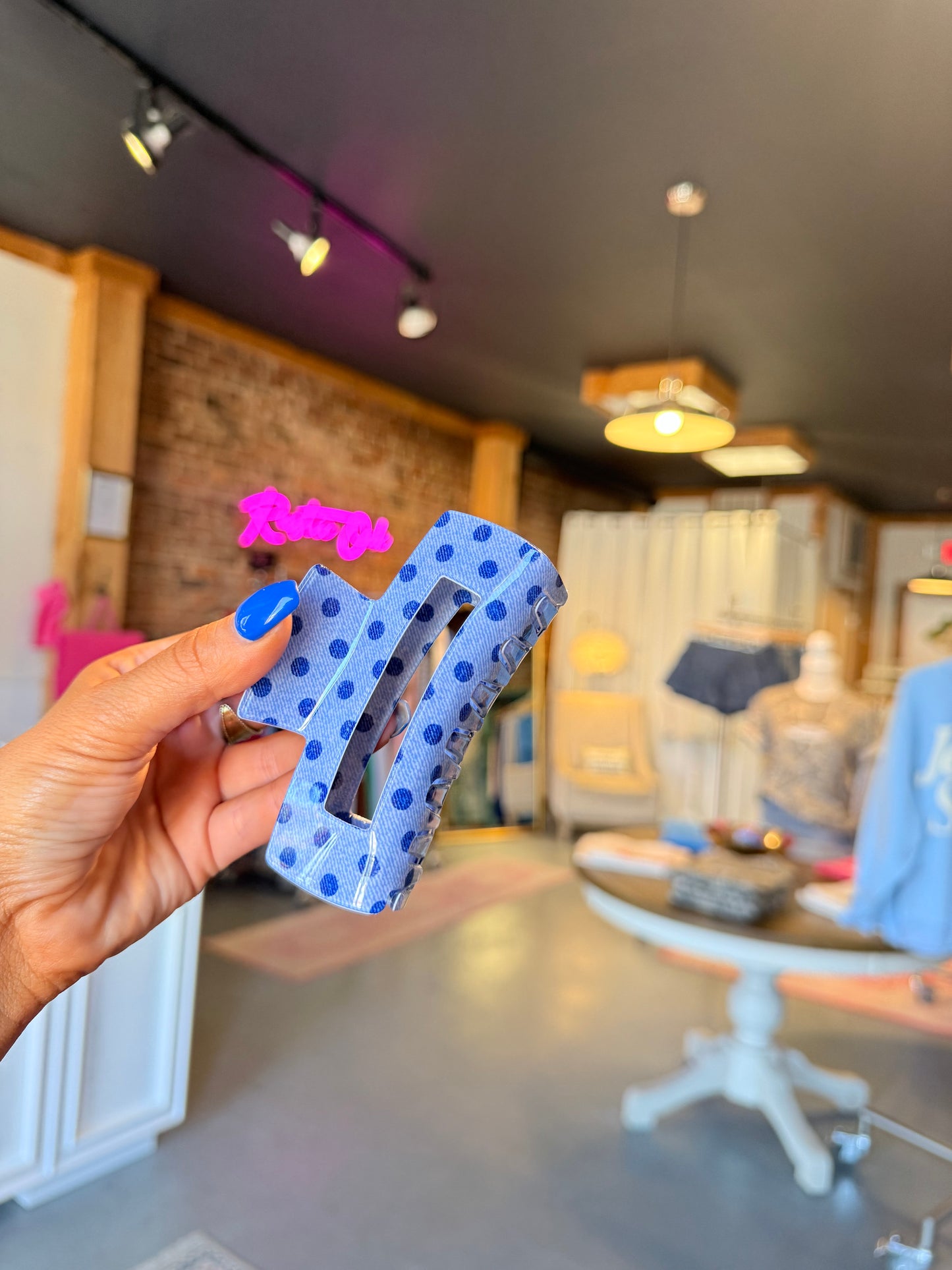 Blue Polka Dot Clawclip
