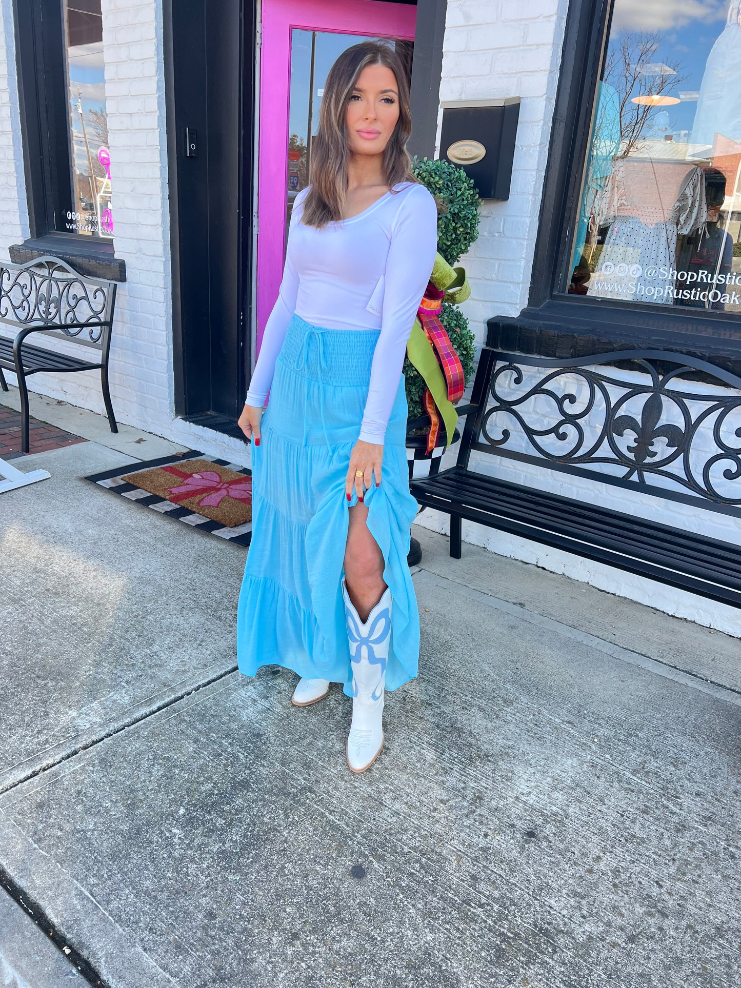 Aqua Coastal Maxi Skirt