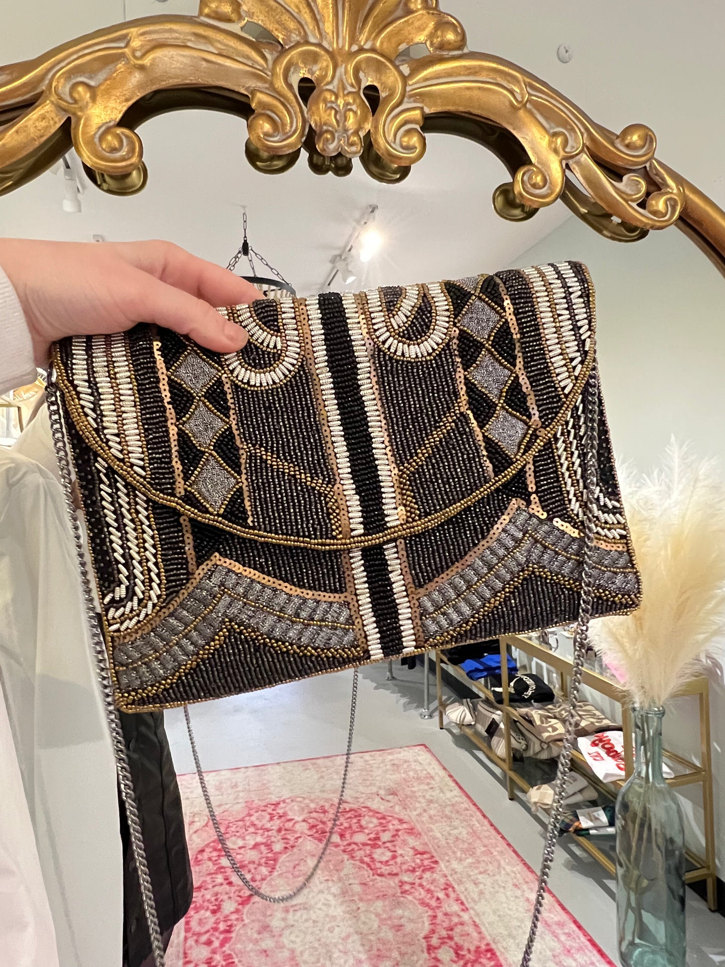 Black Gatsby Beaded Clutch