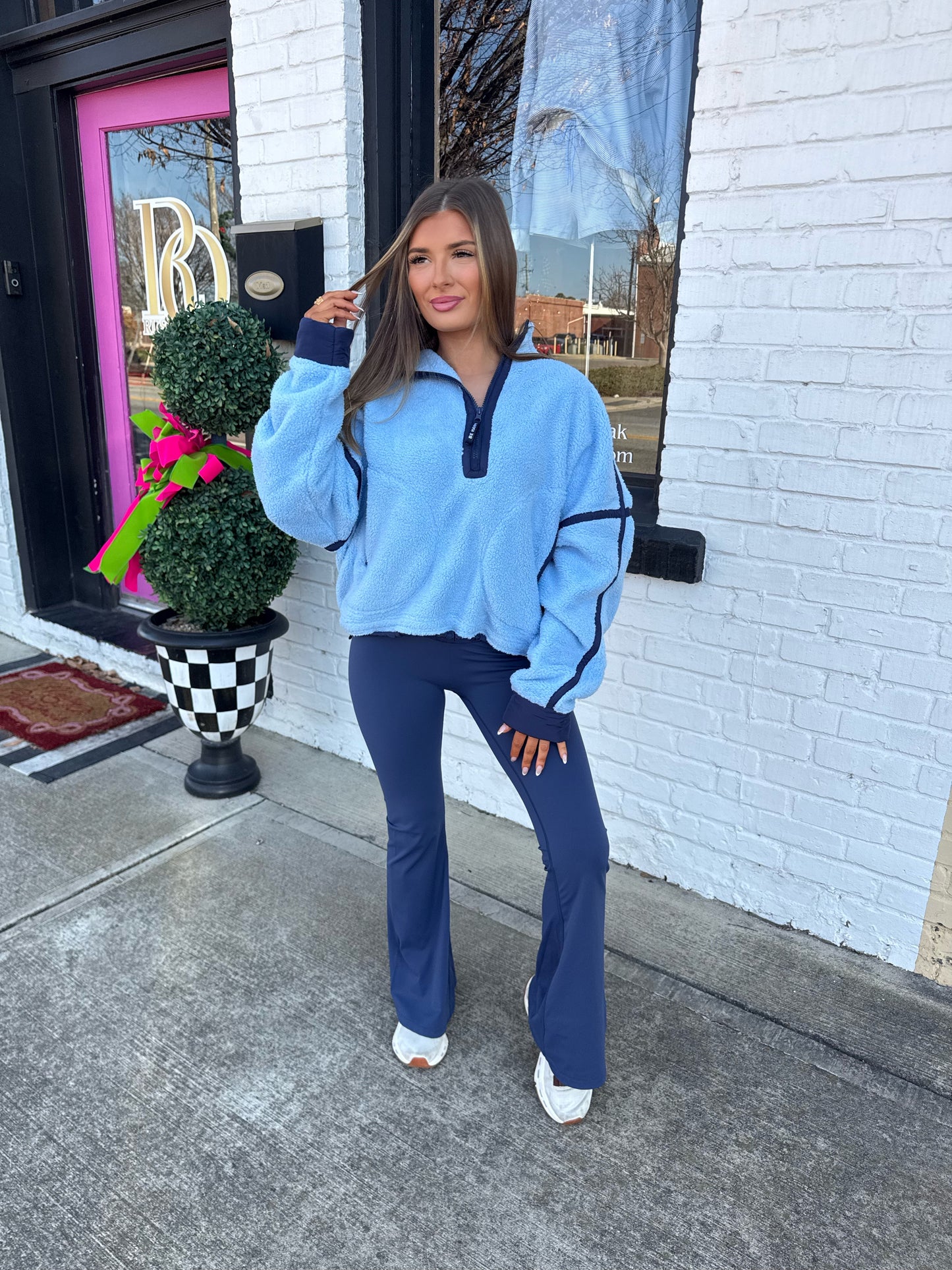 On The Go Blue Fleece Pullover