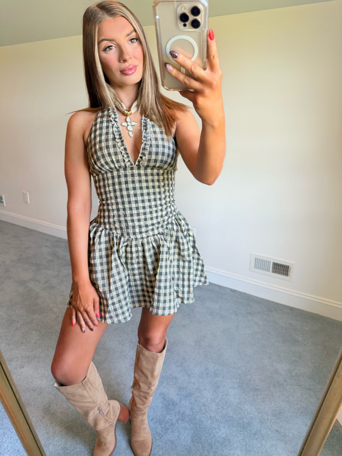 Vintage Checker Halter Dress