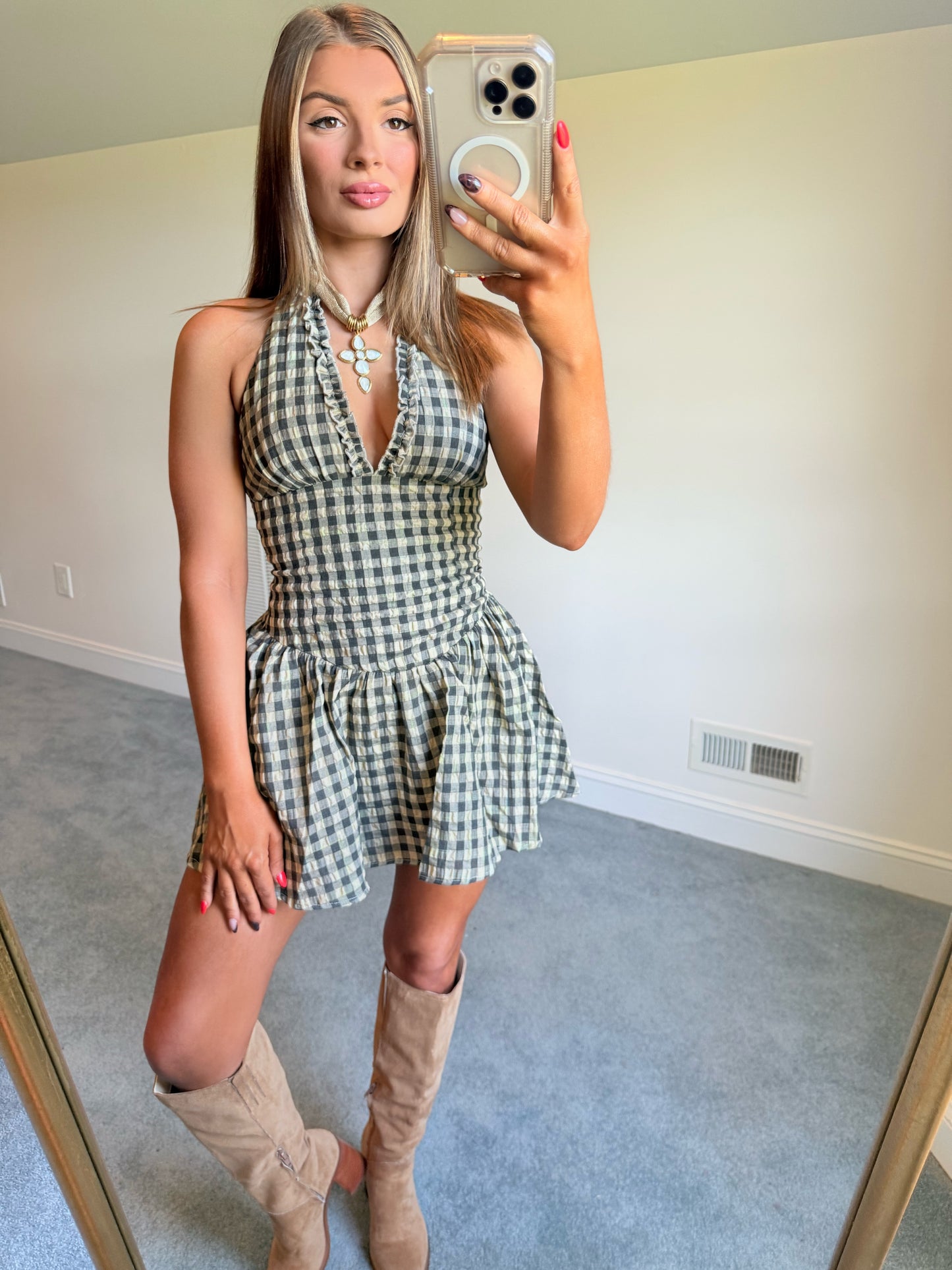 Vintage Checker Halter Dress