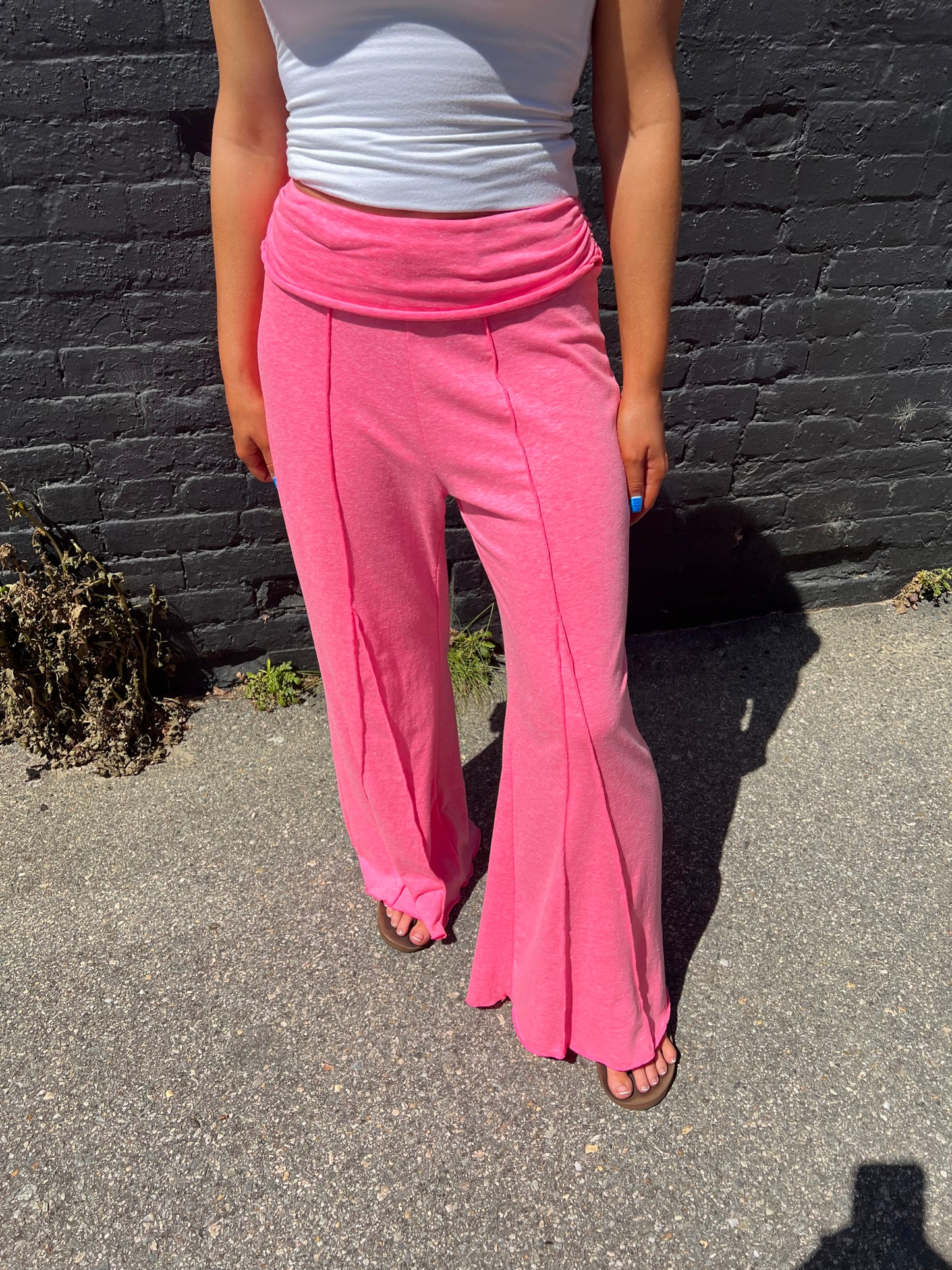 Hot Pink Fold-over Lounge Pants