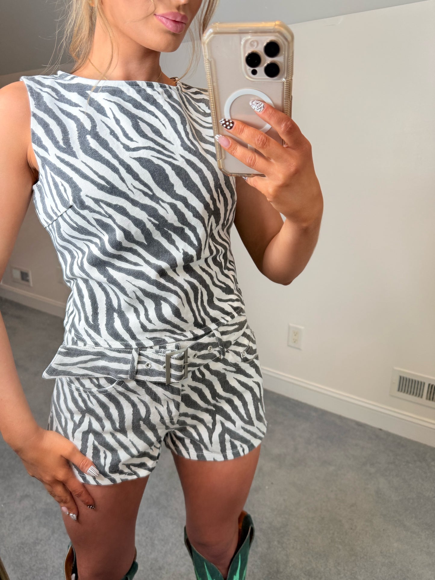 Zebra Belted Shorts