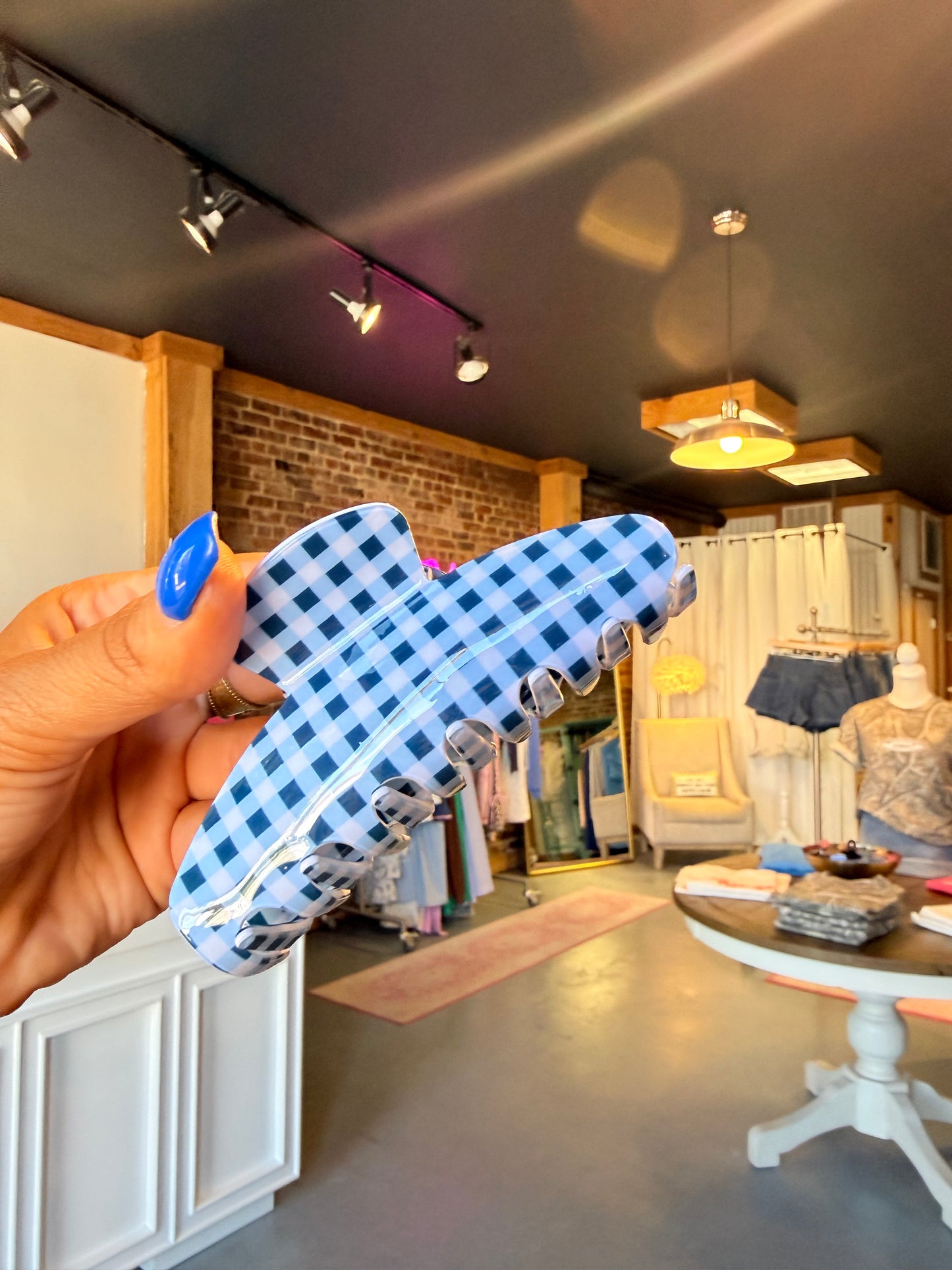 Blue Plaid Clawclip