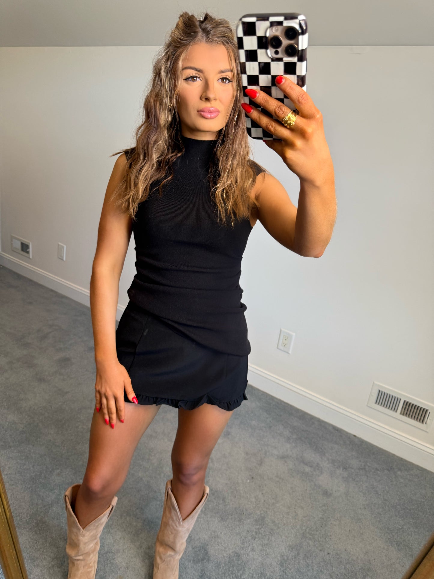 Black Ruffled Skort