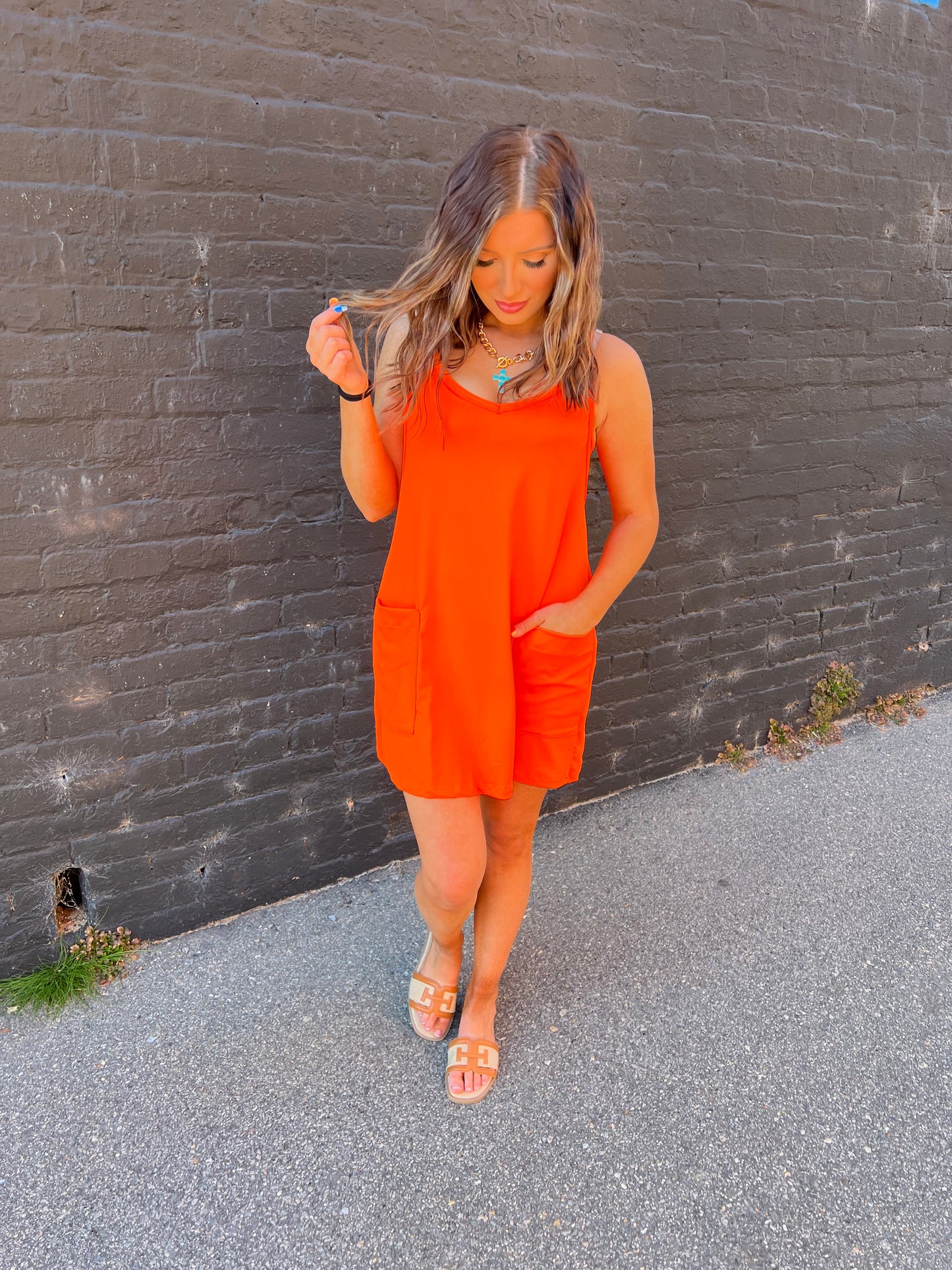 So Simple Neon Orange Dress/Romper
