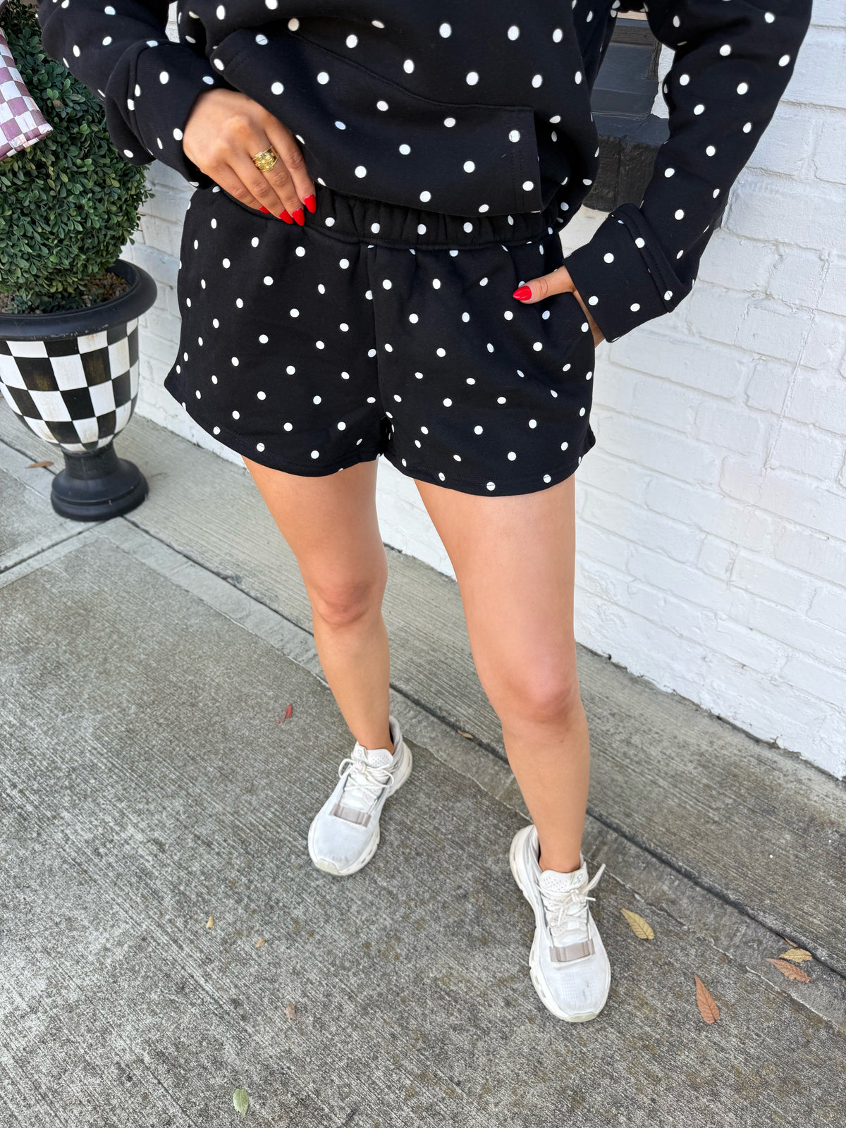 Black Polka Dot Sweat Shorts