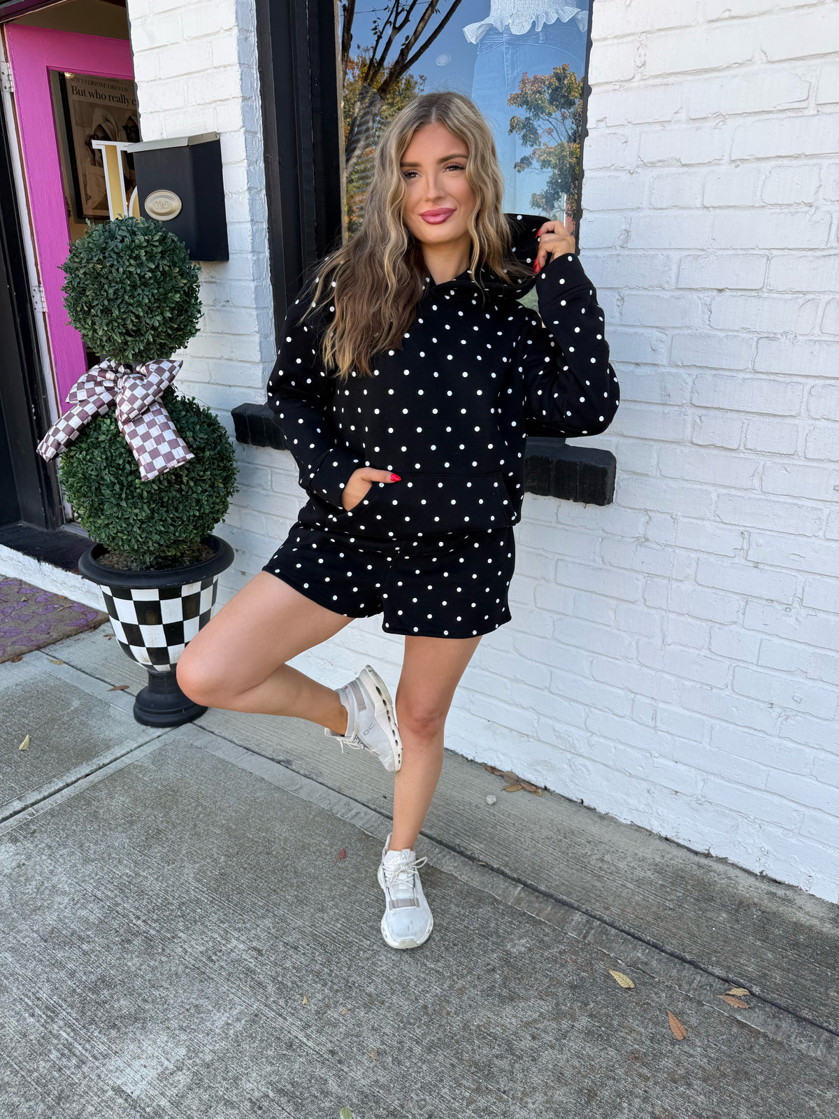 Black Polka Dot Hoodie