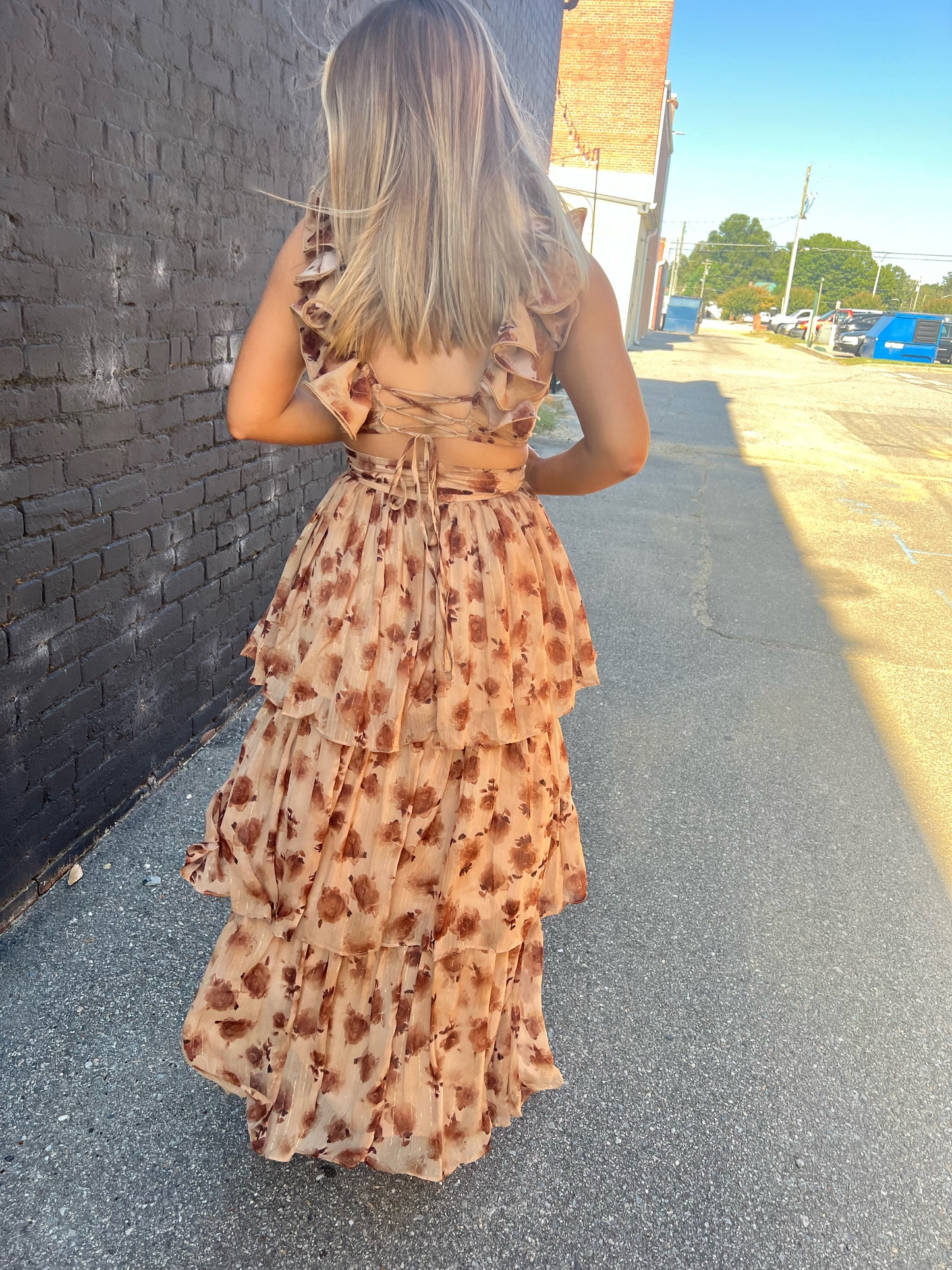 Brown Tiered Luxe Maxi Dress