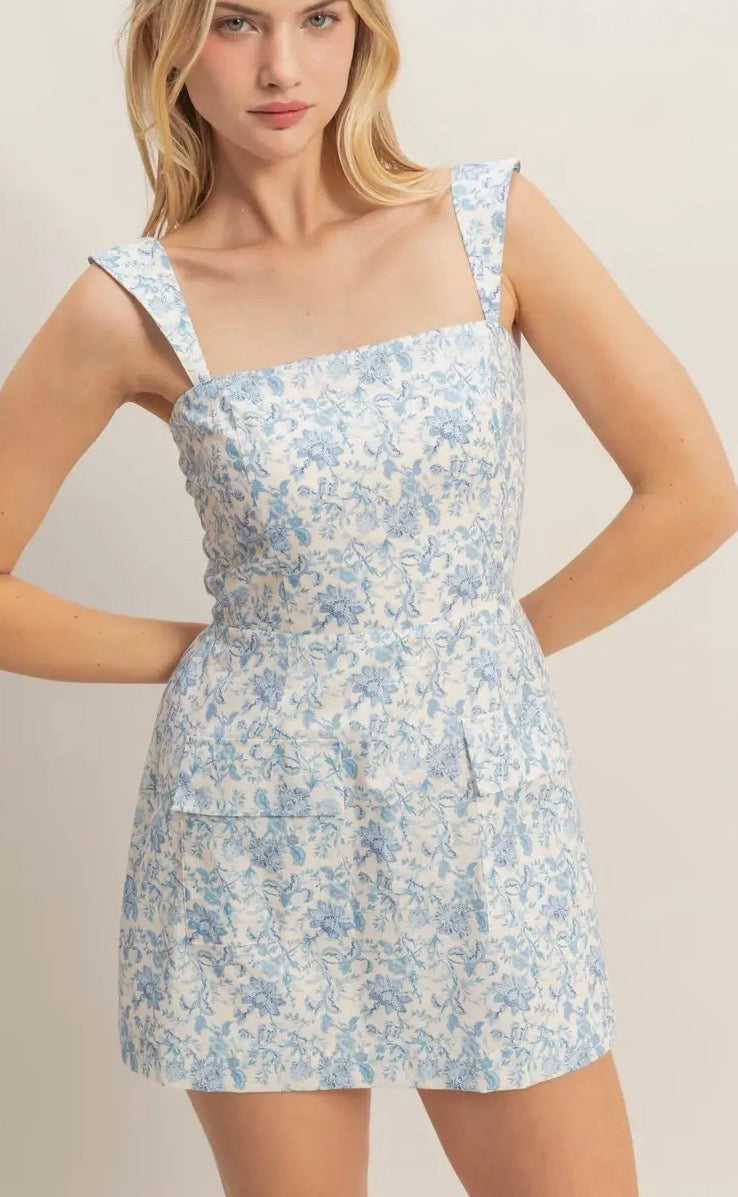 Blue/White Floral Mini Dress