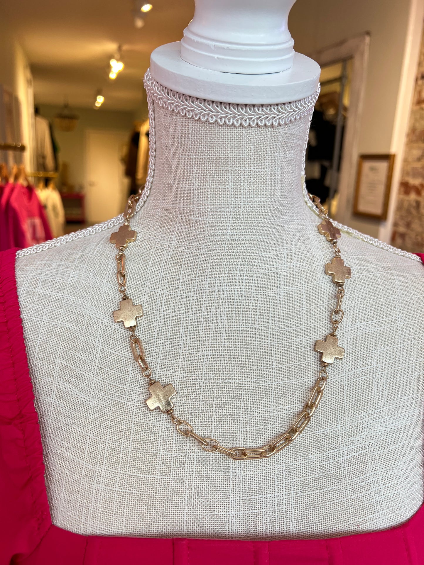 Sqaure Cross Gold Necklace