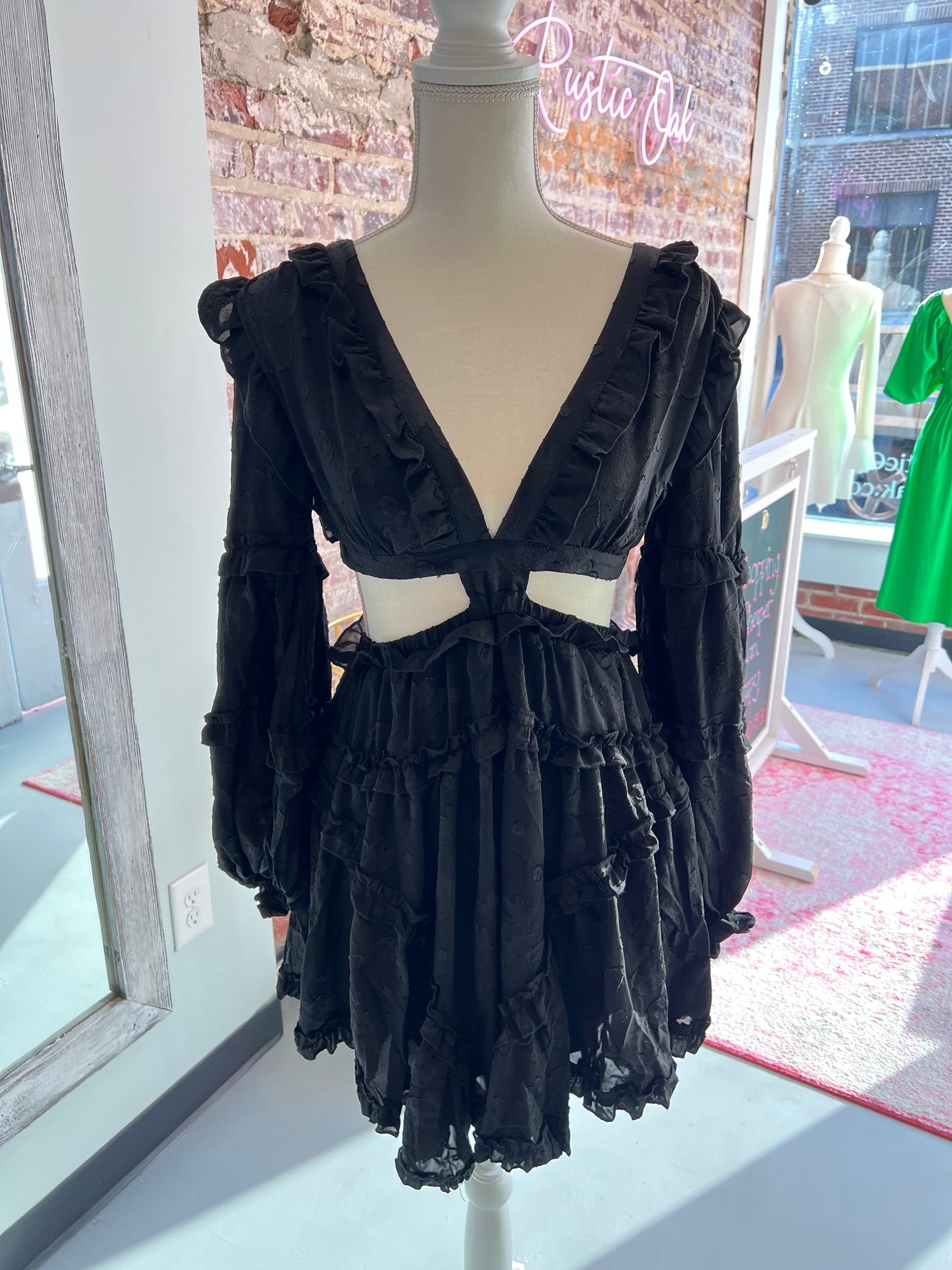 Black Lace up Dress
