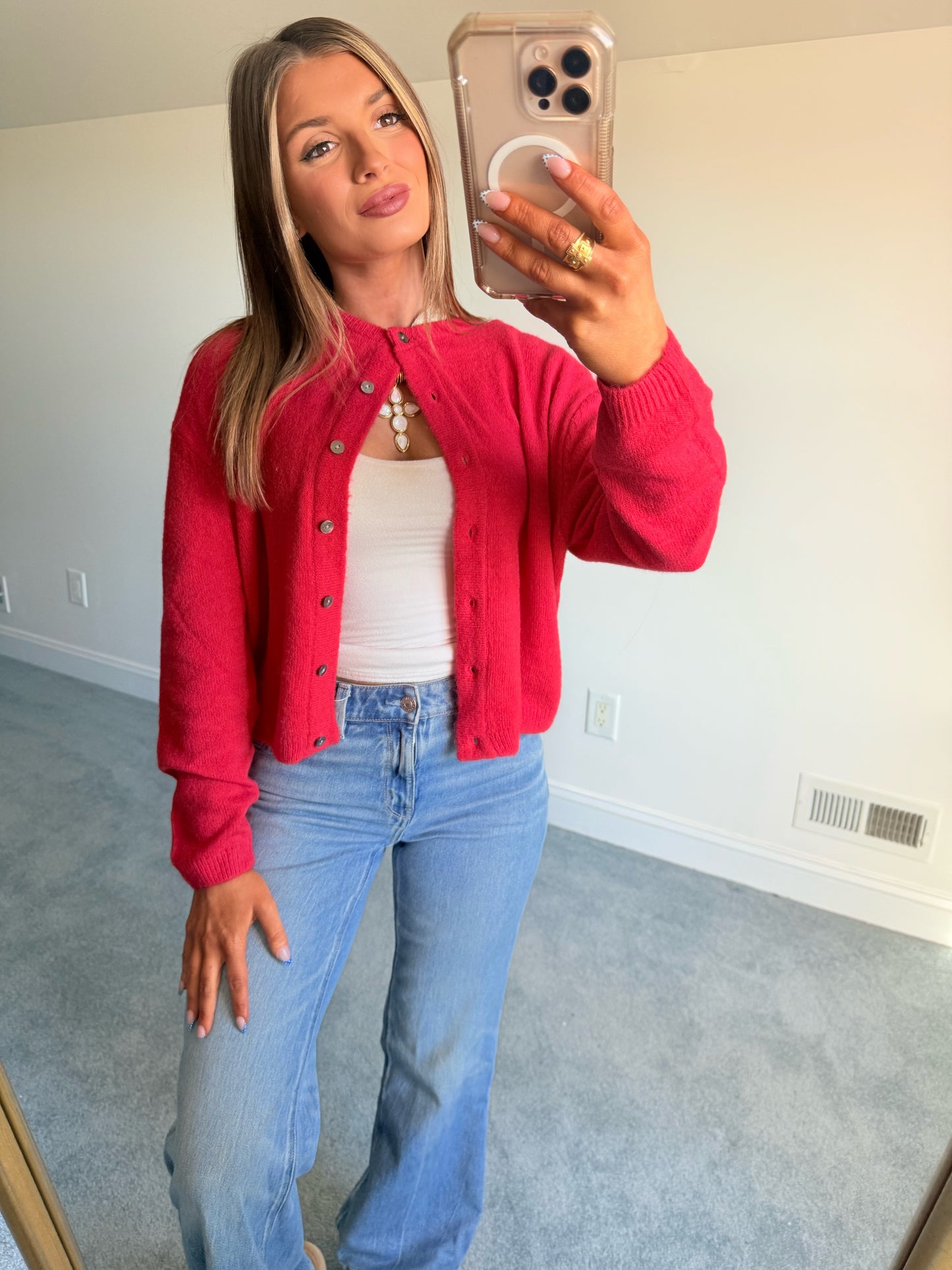 Ryleigh Red Knit Cardigan