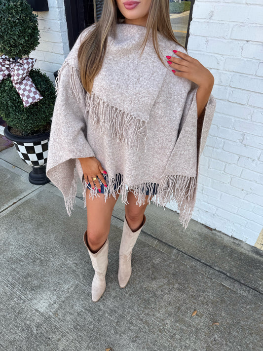 Fringe Knit Poncho