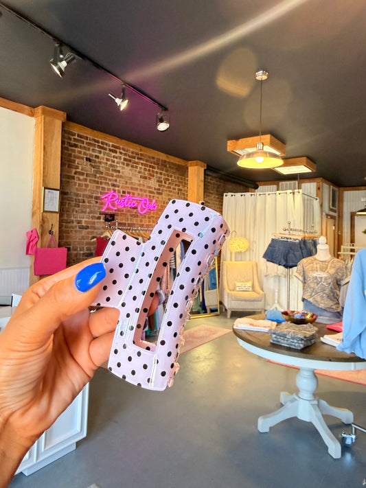 Pink Polka Dot Clawclip