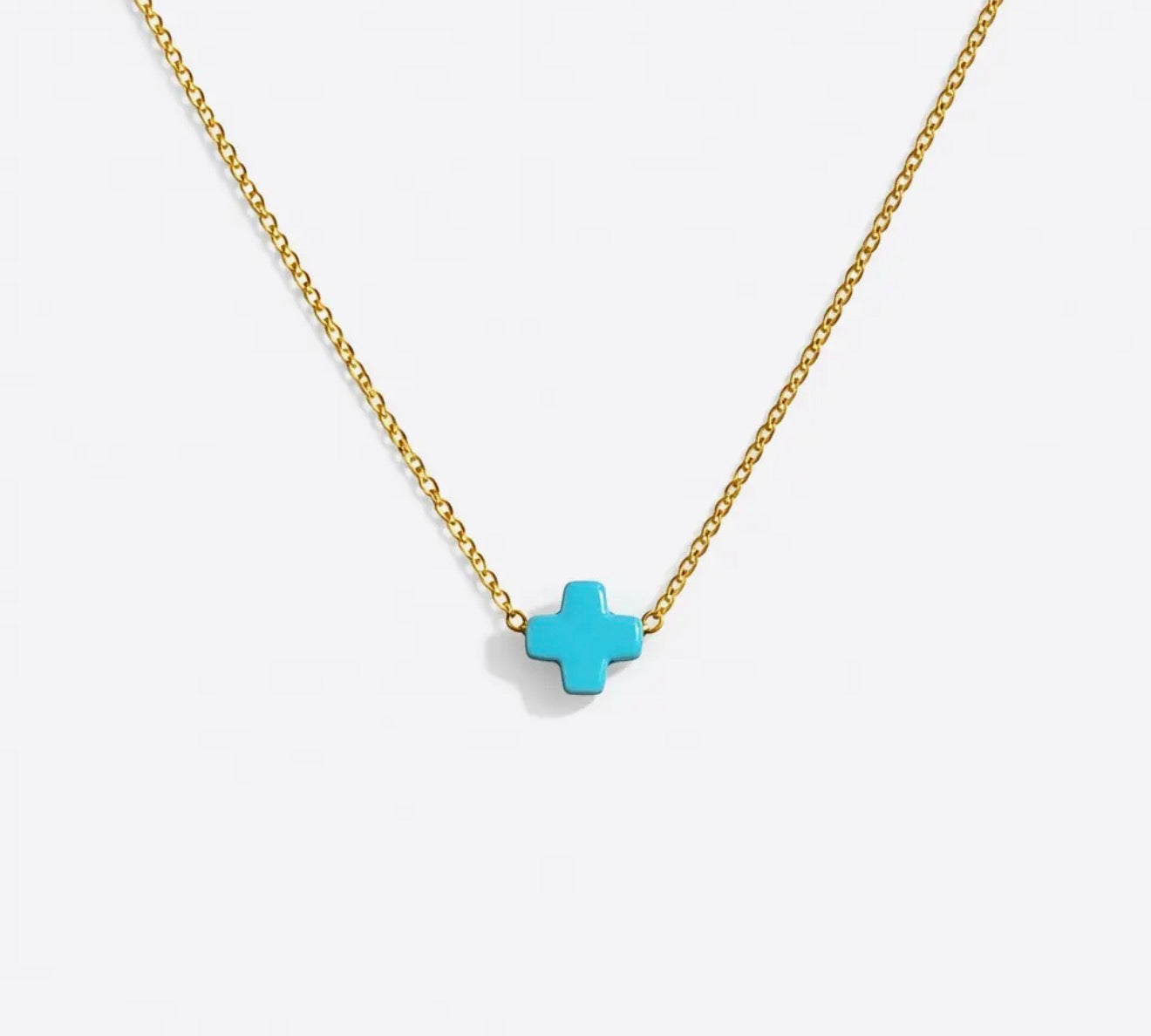 Blue Mini Cross Necklace