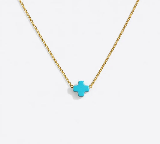 Blue Mini Cross Necklace