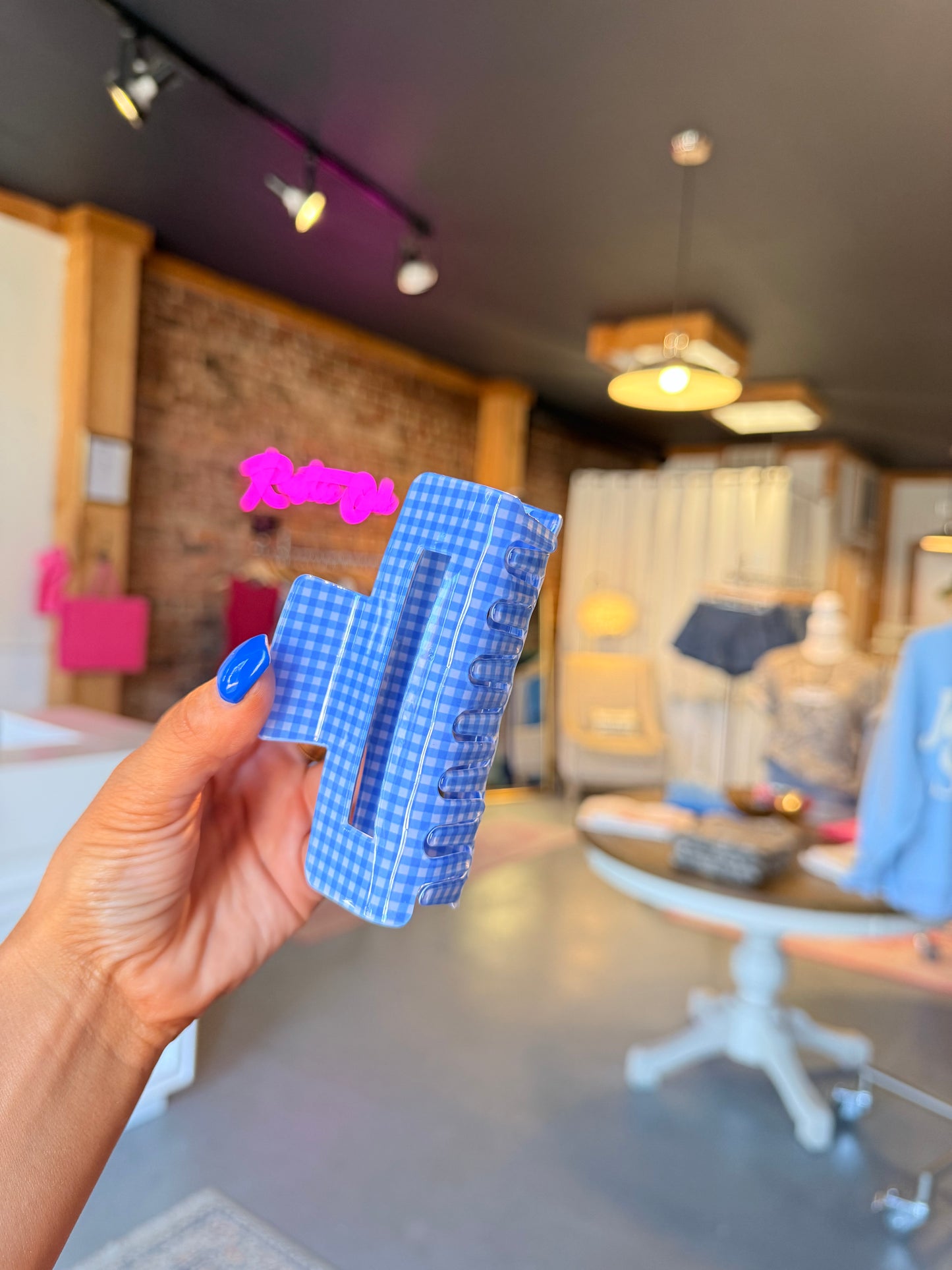 Blue Gingham Clawclip