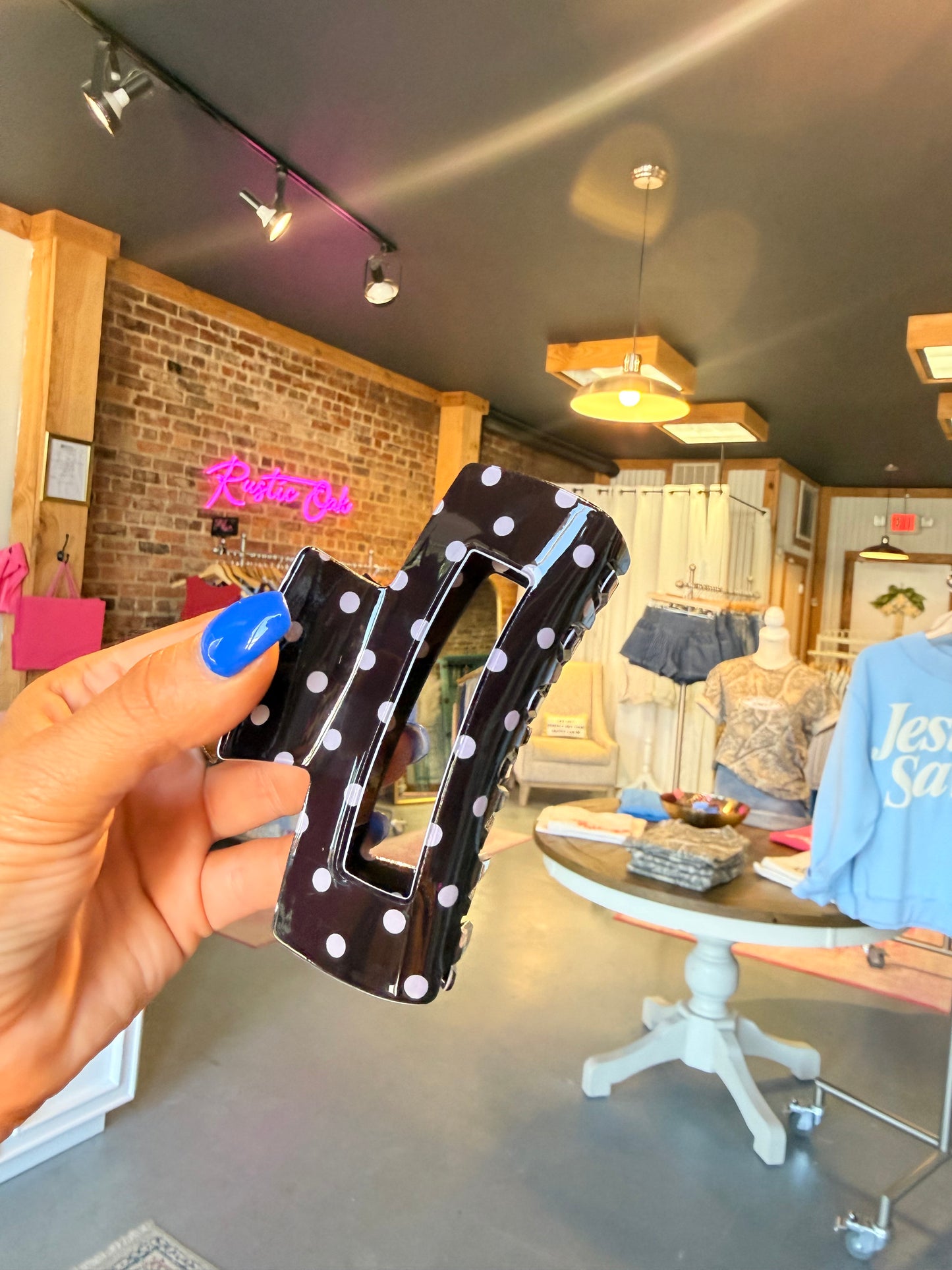 Black Polka Dot Clawclip