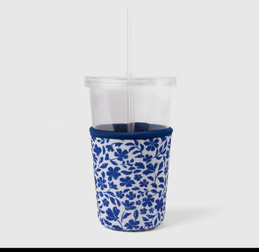 Blue Floral Drink Sleeve