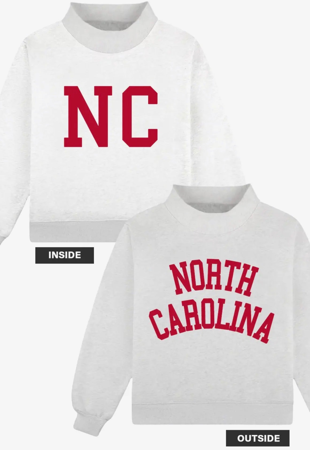 Red North Carolina (NC) Mock Neck