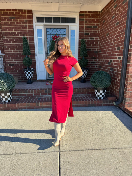 Everyday Cherry Red Midi Dress