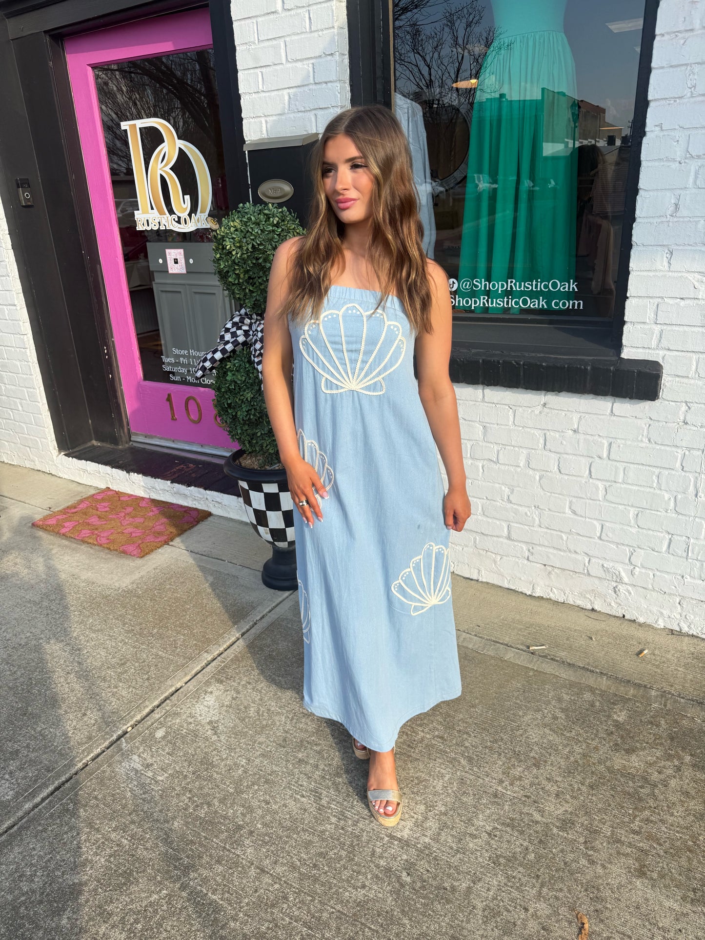 Seashell Embroidered Maxi Dress
