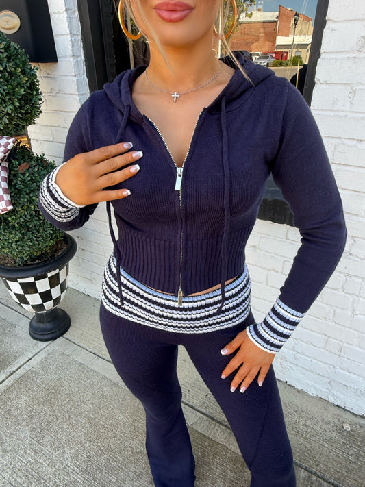 The Nicole Navy Zip Up