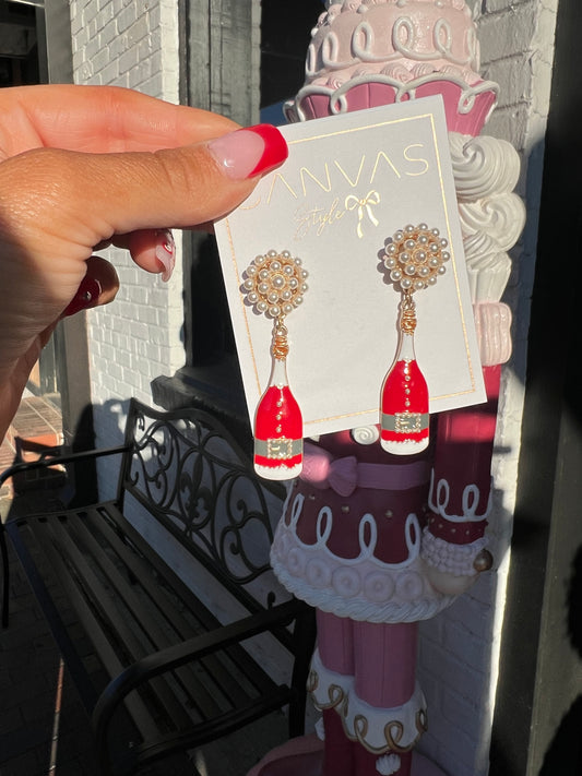 Santa Champagne Bottle Earrings