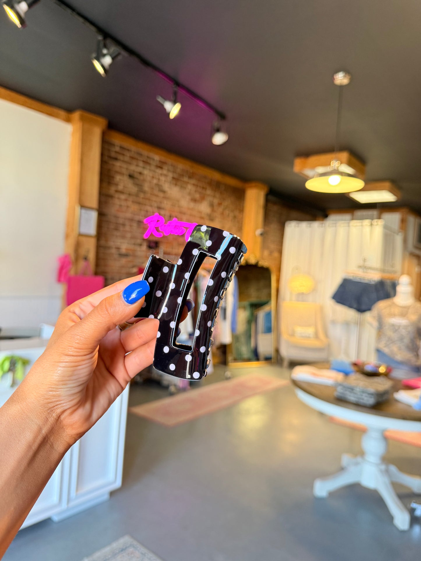 Black Polka Dot Clawclip