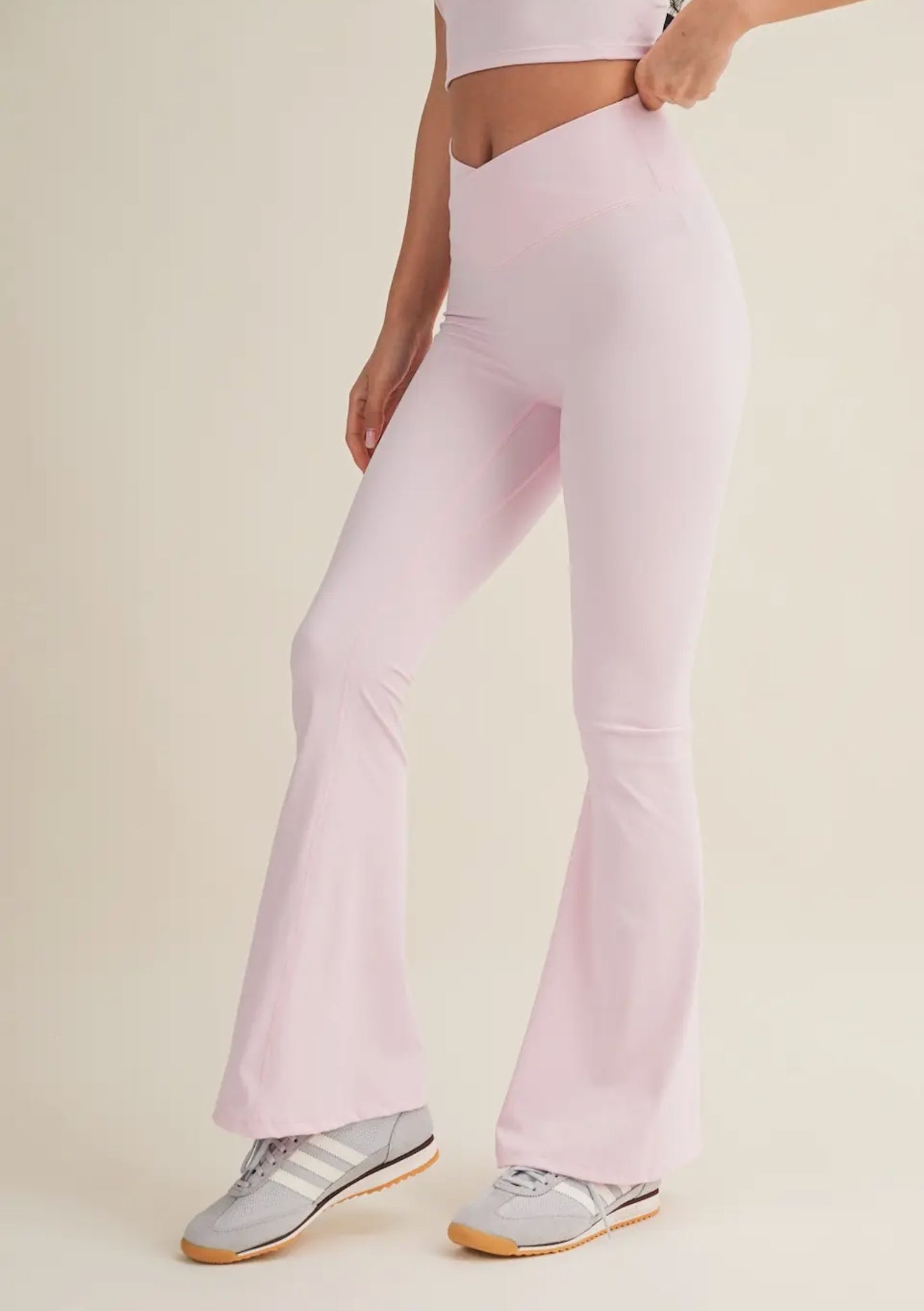 Pink Crossover Flare Leggings