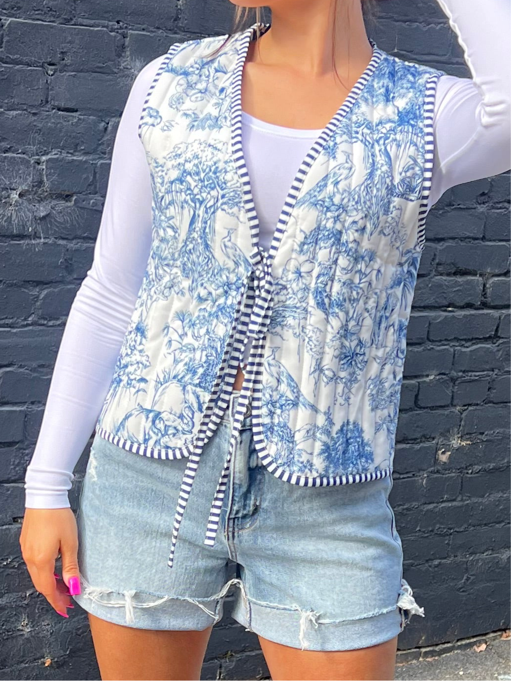 Blue & White Quilted Vest