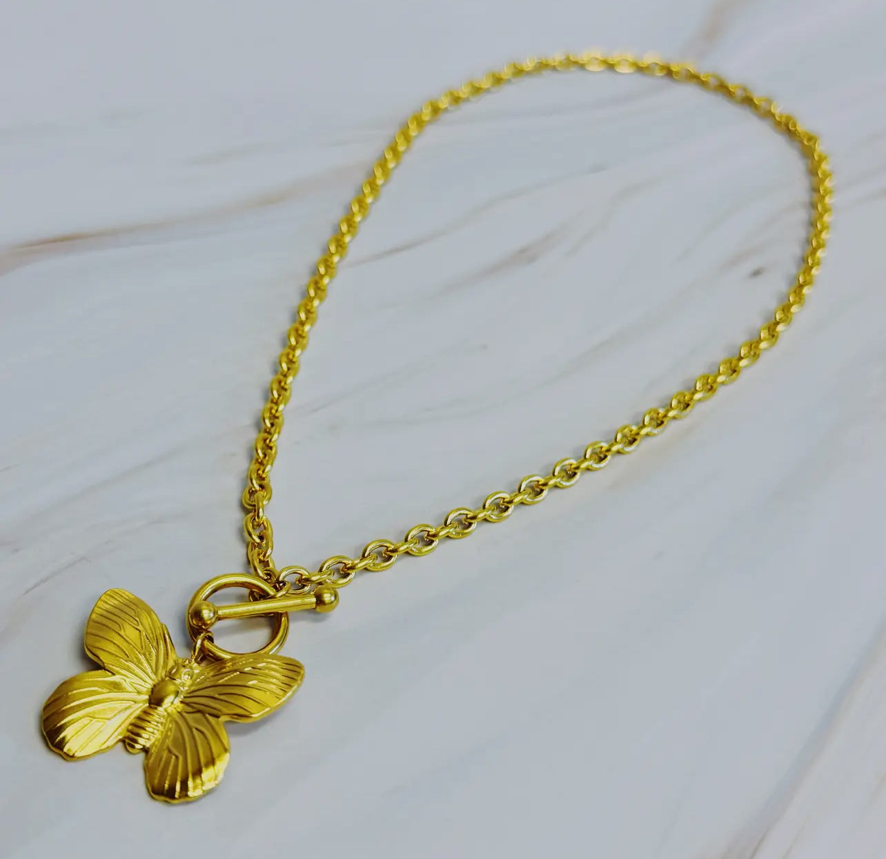 Vintage Butterfly Toggle Necklace