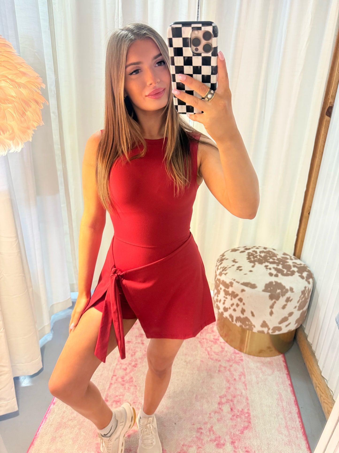 Cherry Red Athleisure Wrap Romper