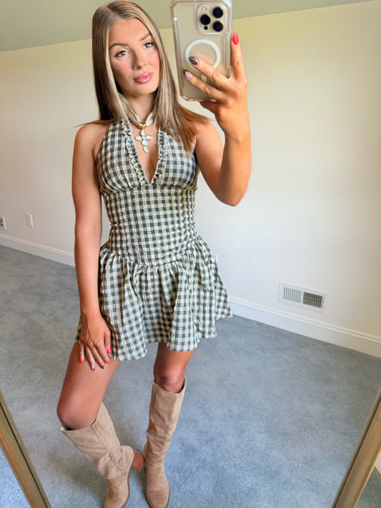 Vintage Checker Halter Dress