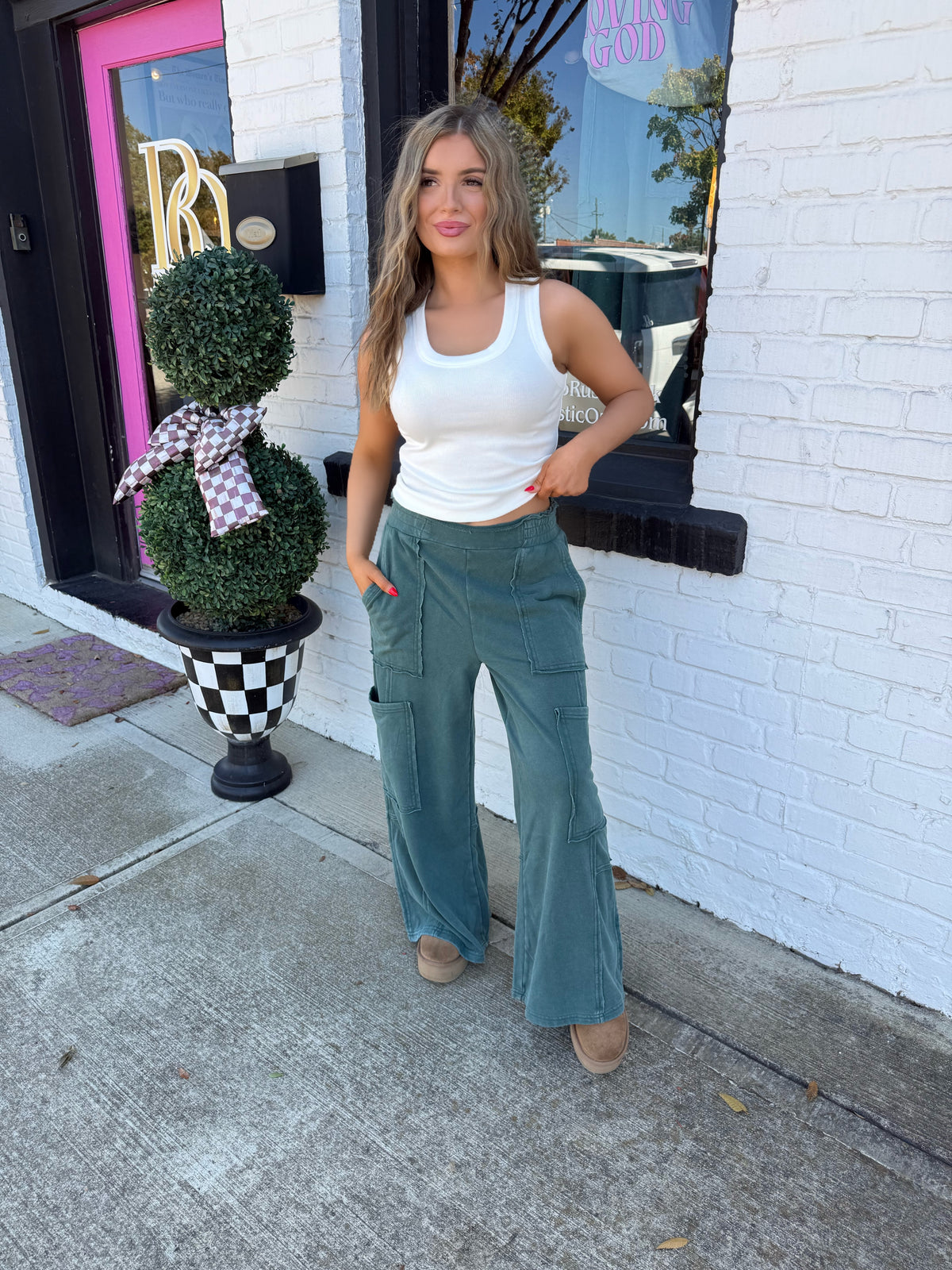 Dark Green Cargo Lounge Pants