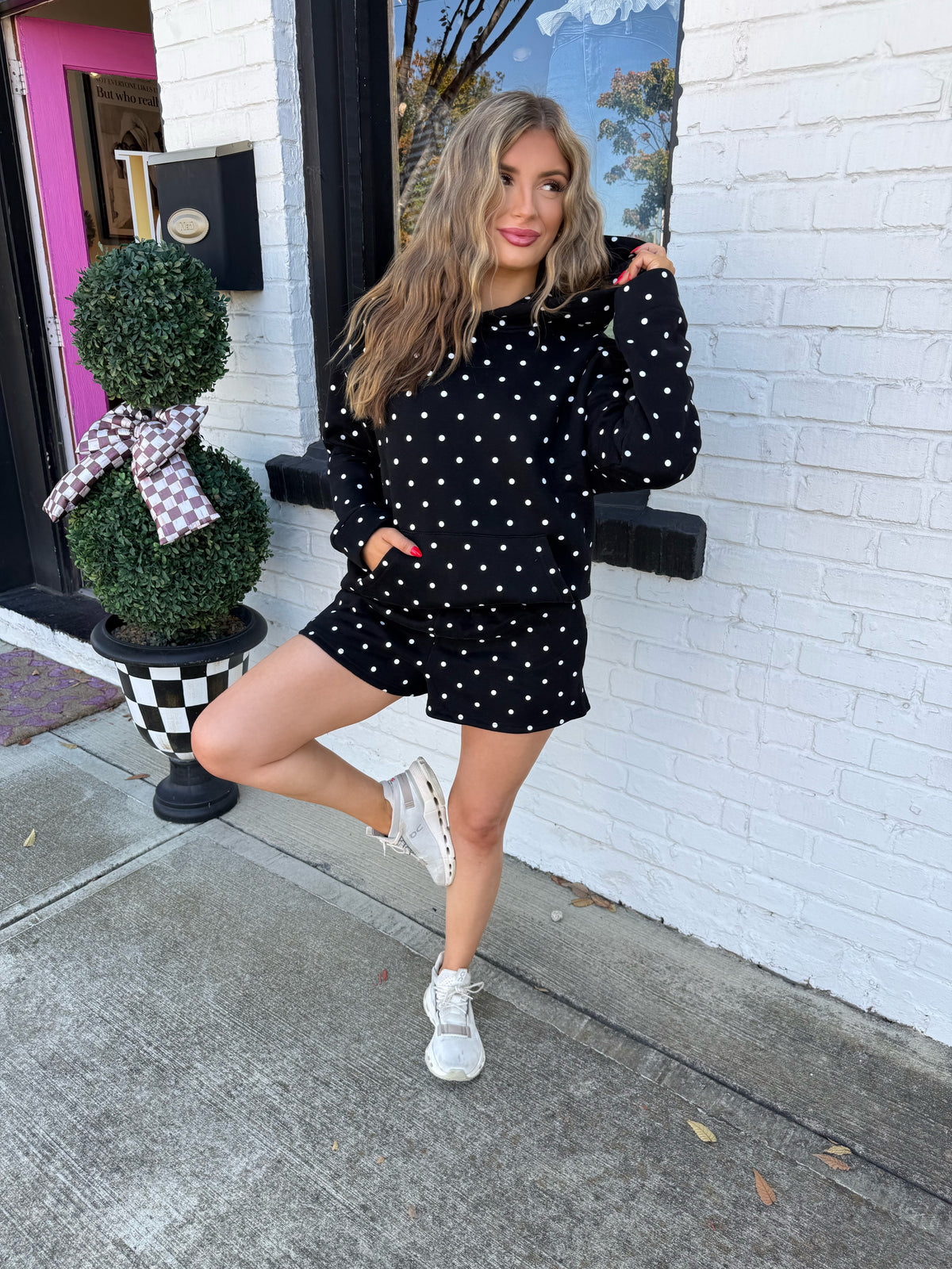 Black Polka Dot Hoodie