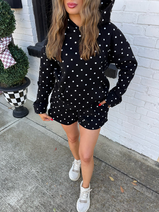 Black Polka Dot Hoodie