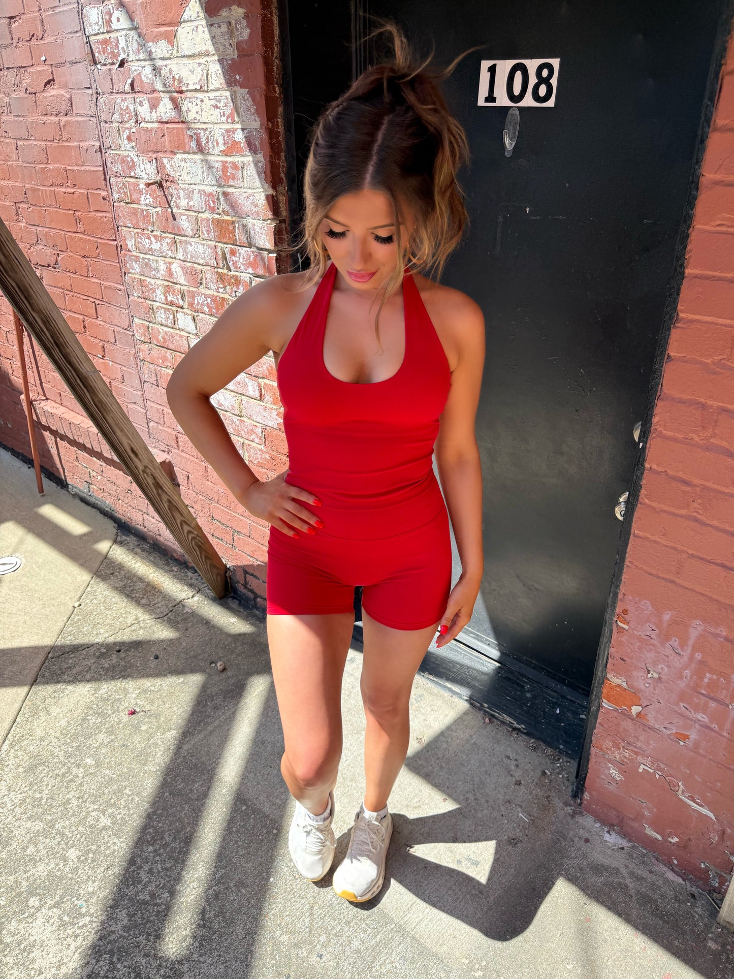 Red Athleisure Halter Top