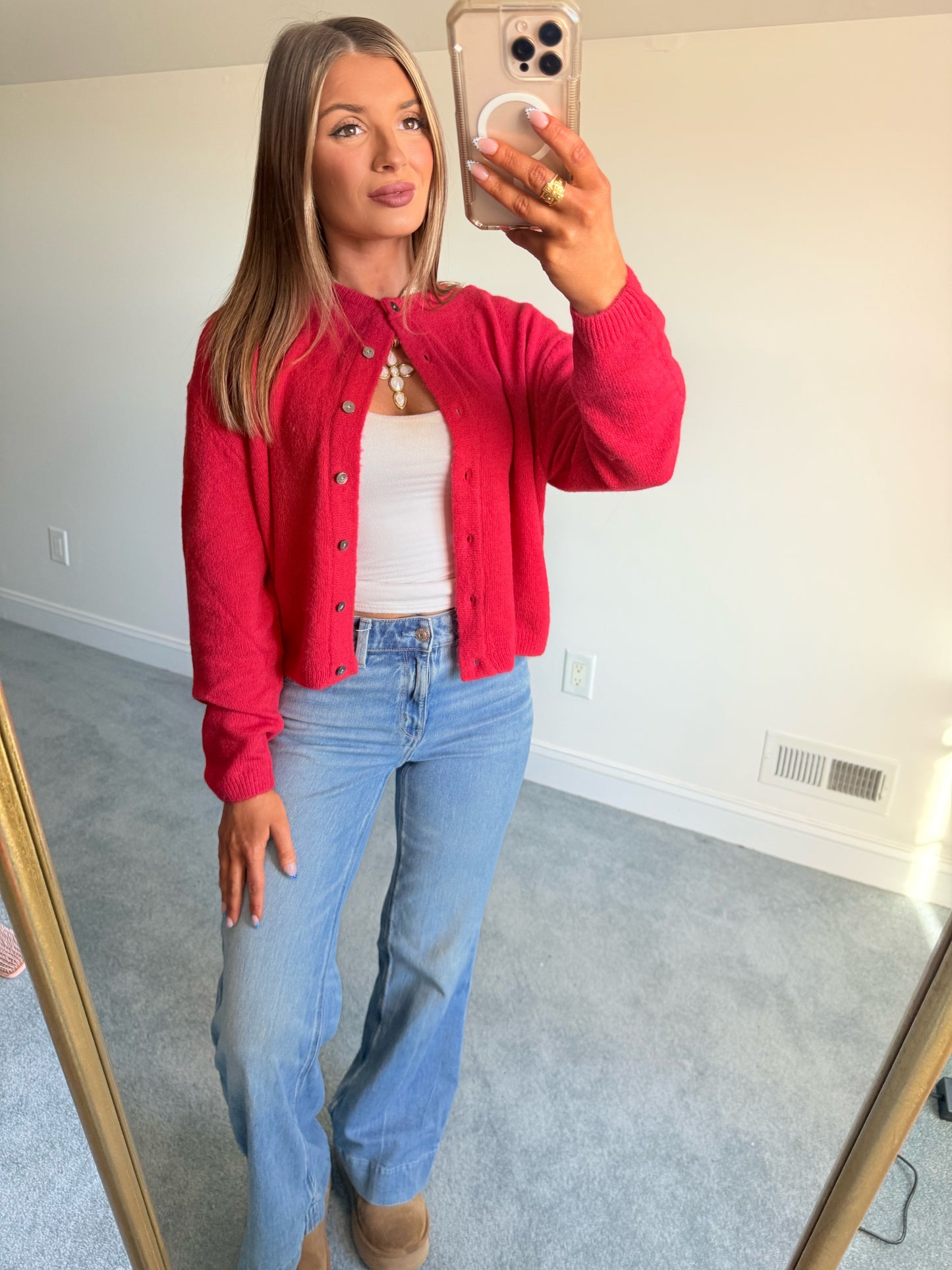 Ryleigh Red Knit Cardigan