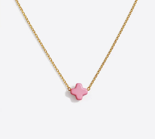 Pink Mini Cross Necklace