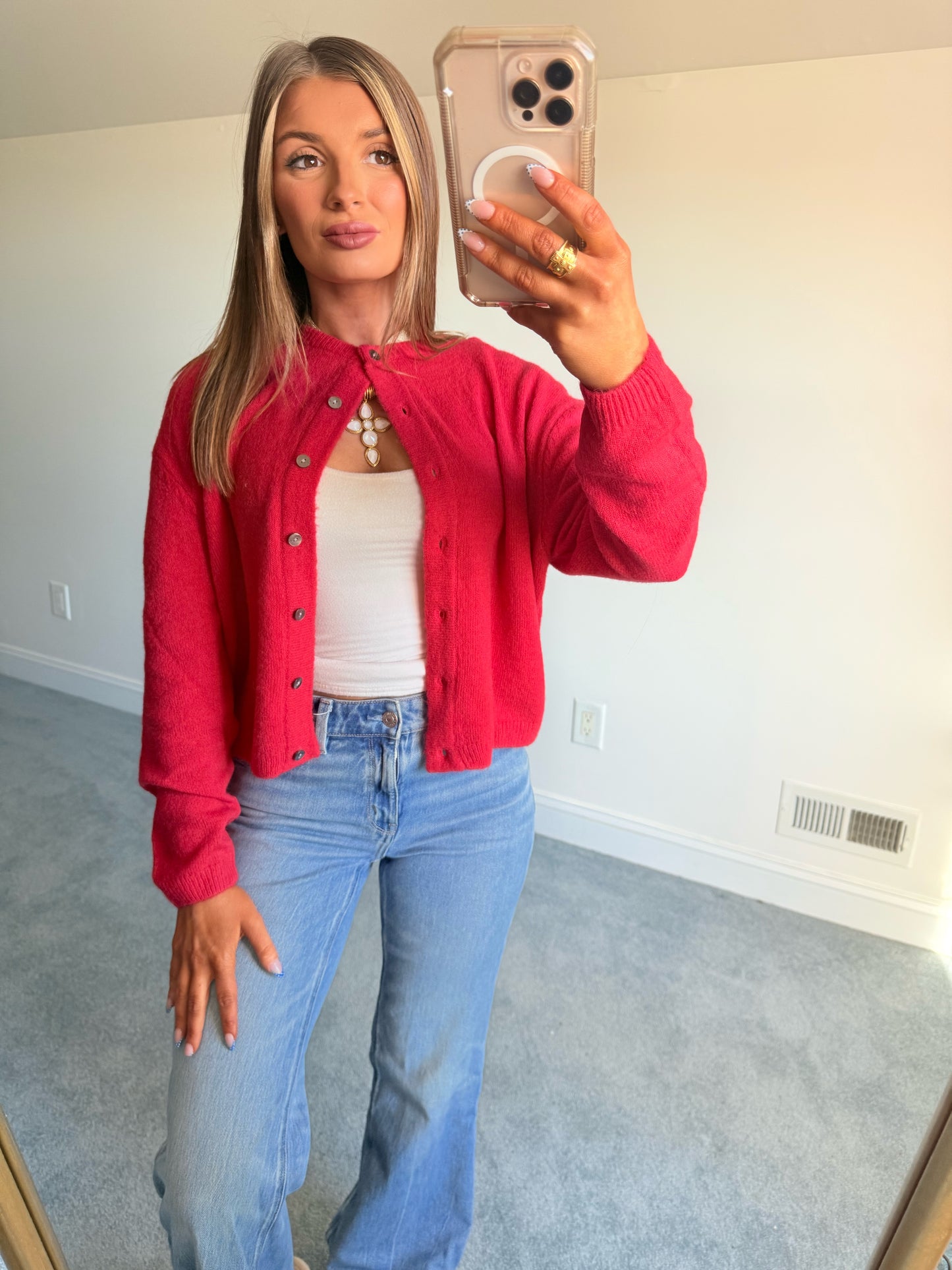 Ryleigh Red Knit Cardigan