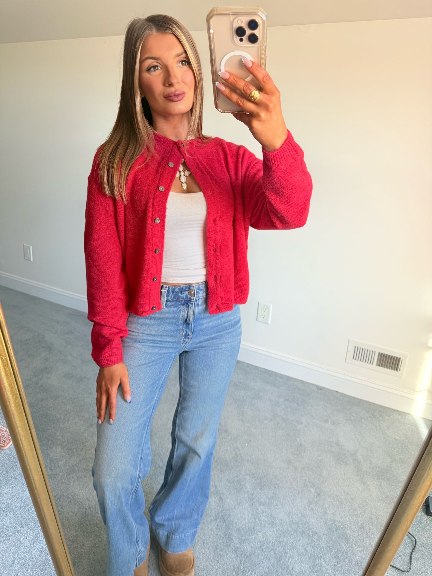 Ryleigh Red Knit Cardigan