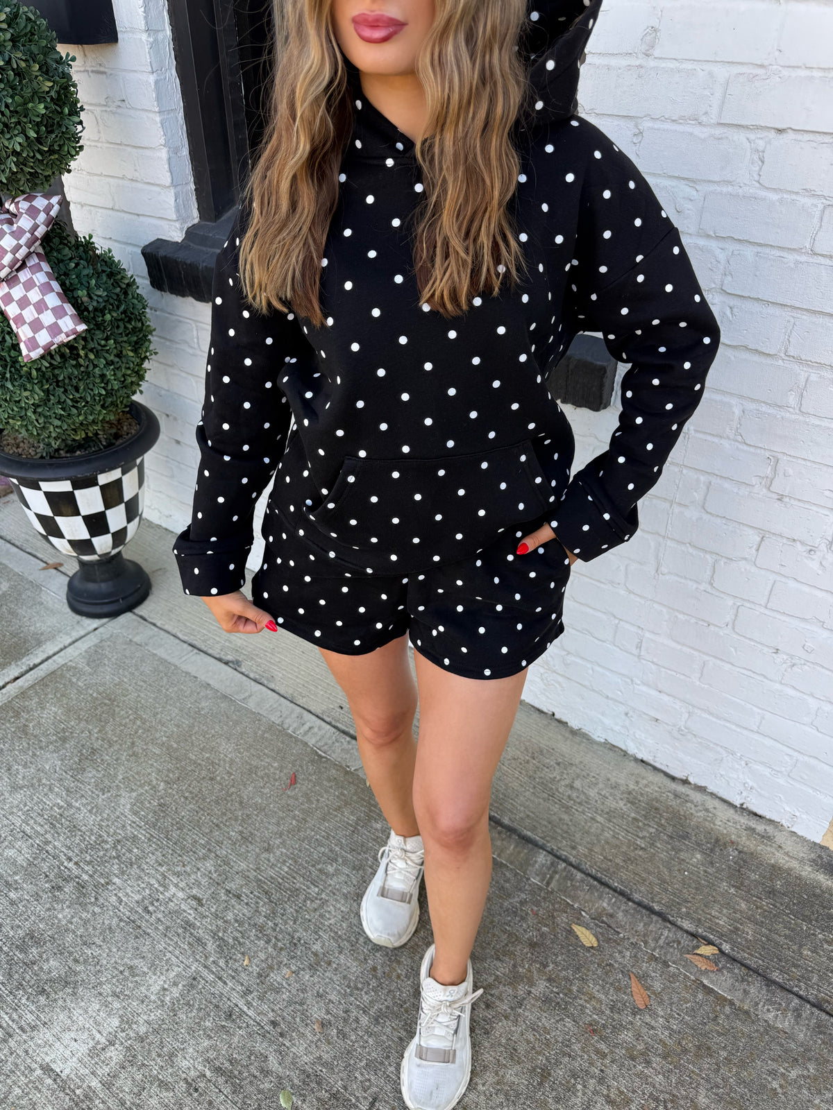 Black Polka Dot Sweat Shorts