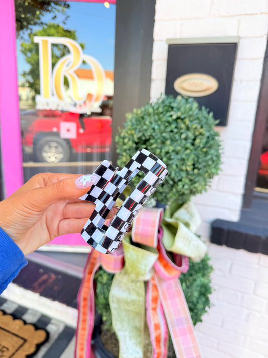 Black/White Checkered Clawclips