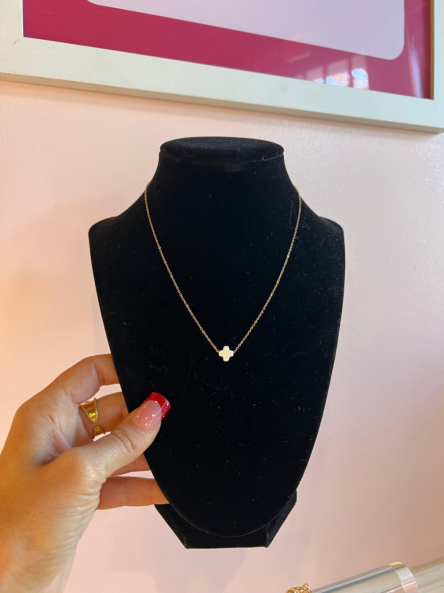 Mini White Cross Necklace